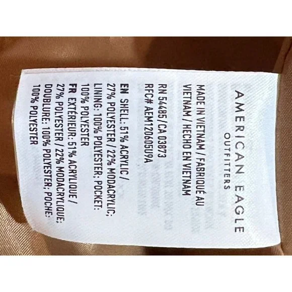 NWT AMERICAN EAGLE Womens Faux Sherpa Jacket XL Brown Beige Tan #214741 - Picture 4 of 4
